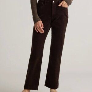 Quince Organic Stretch Corduroy Straight Leg Pants Dark Brown Espresso sz 12
